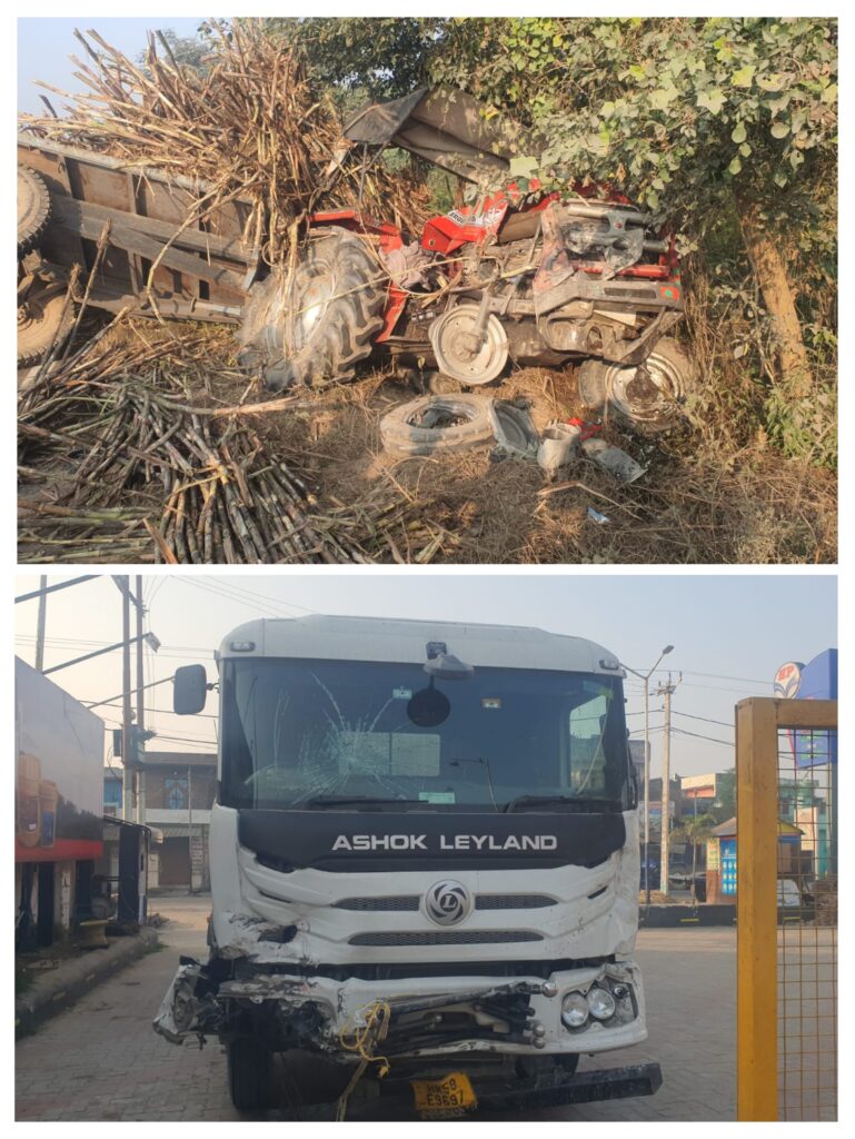 ट्रेक्टर ट्राली को सामने से आ रहे डम्प्पर ने मारी टक्कर, ट्रेक्टर सावर युवक घायल ट्रेक्टर ट्राली को सामने से आ रहे डम्प्पर ने मारी टक्कर, ट्रेक्टर सावर युवक घायल