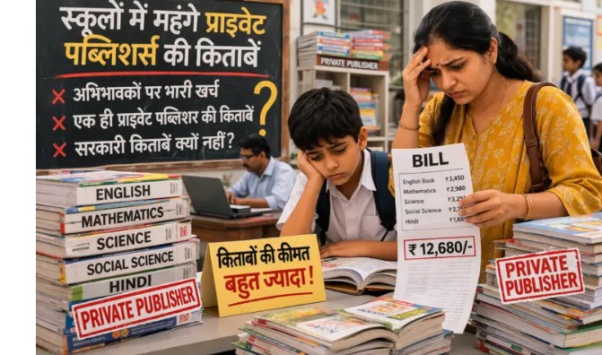 मिर्जापुर के निजी स्कूल में महंगी प्राइवेट किताबों की सूची से अभिभावकों में नाराजगी