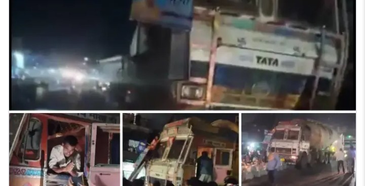 रेणुकूट बाजार में बड़ा हादसा, अनियंत्रित बल्कर ने बिजली के खंभे को मारी टक्कर