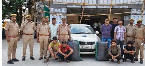 सोनभद्र में पुलिस की बड़ी कार्रवाई: 51.785 किलो गांजा, कार व मोबाइल के साथ चार तस्कर गिरफ्तार